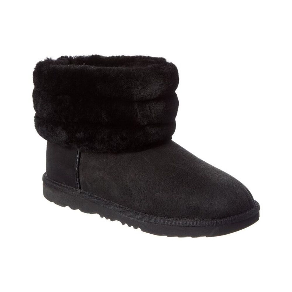 Ugg Kids Fluff Mini Quilted Suede Boot, Black